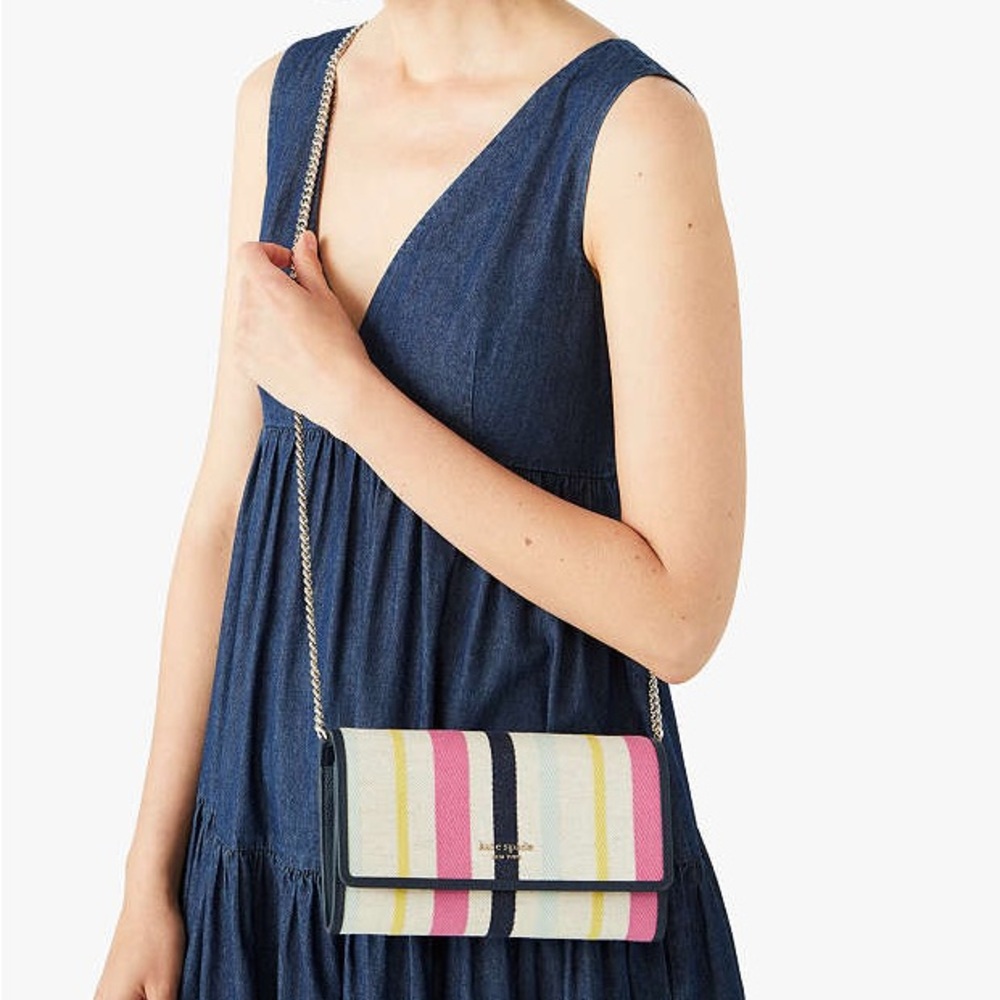 Kate Spade Roulette Breezy Stripe Chain Clutch - Picture 3 of 13